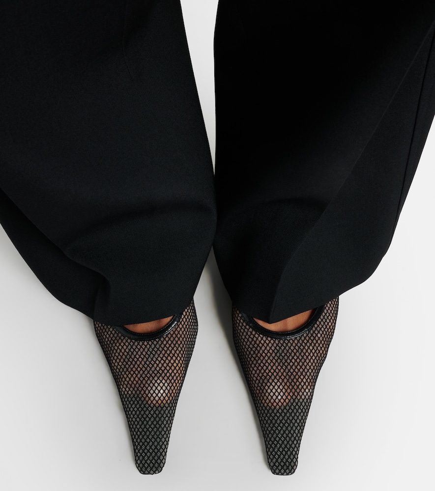 Victoria Beckham Leather-trimmed mesh mules