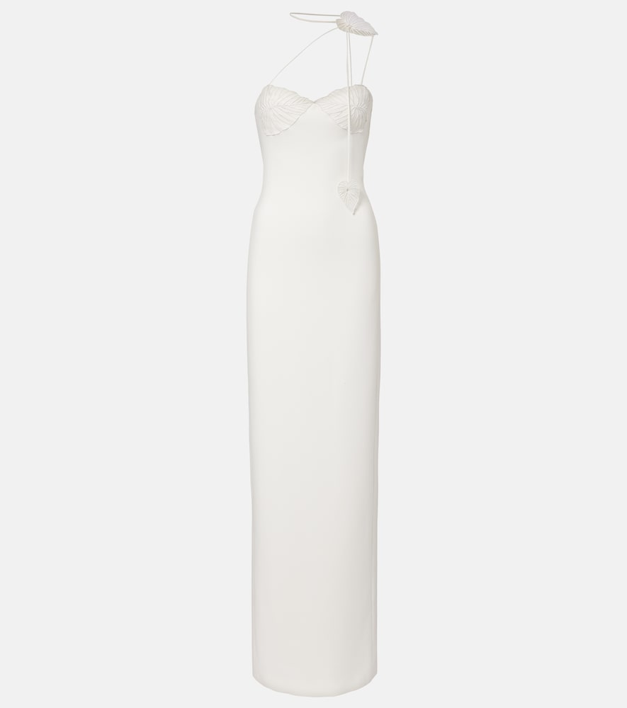 David Koma Embroidered Gown In White