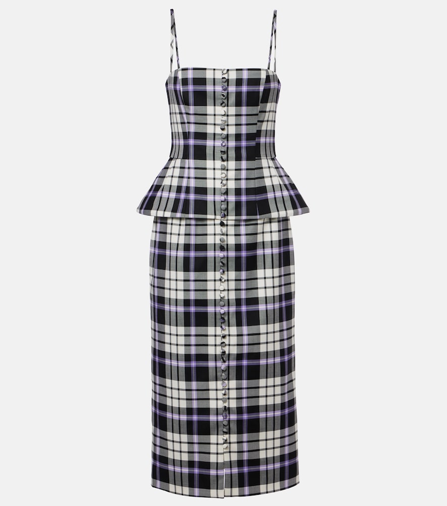 Carolina Herrera Checked trompe l'ail wool midi dress