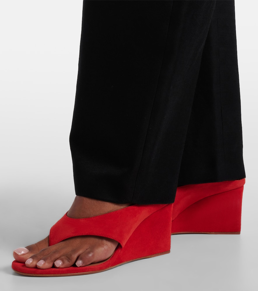 Alaïa Cube suede wedge thong sandals
