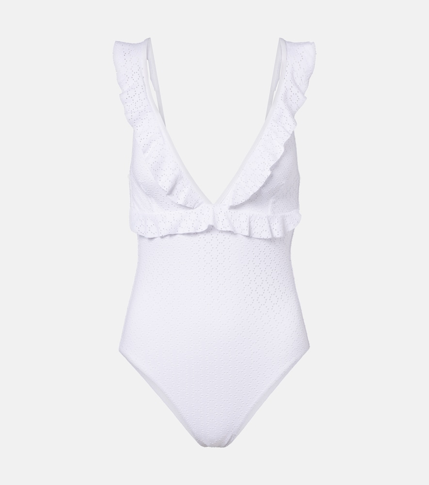 Melissa Odabash Los Angeles Ruffled Swimsuit In White