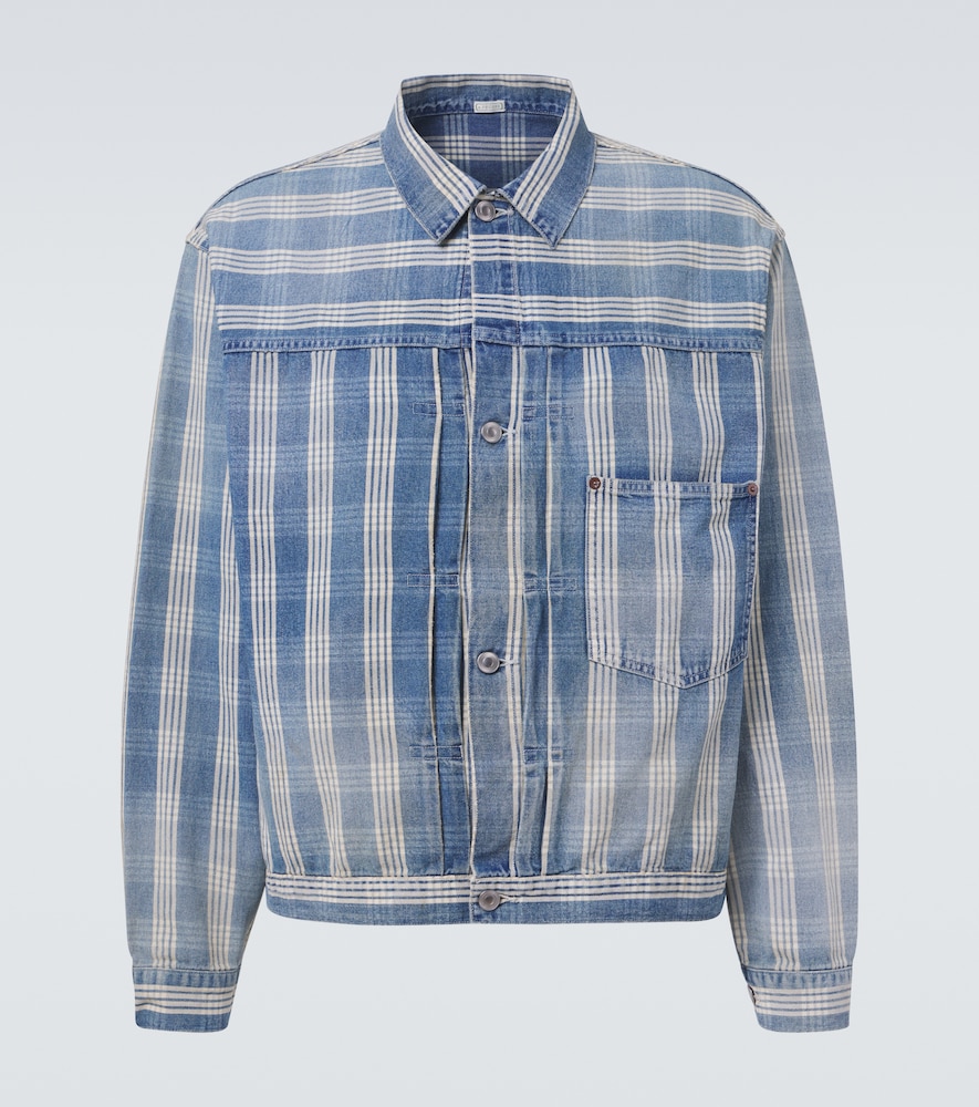 A.presse A. Presse No.213 Checked Denim Jacket In Blue