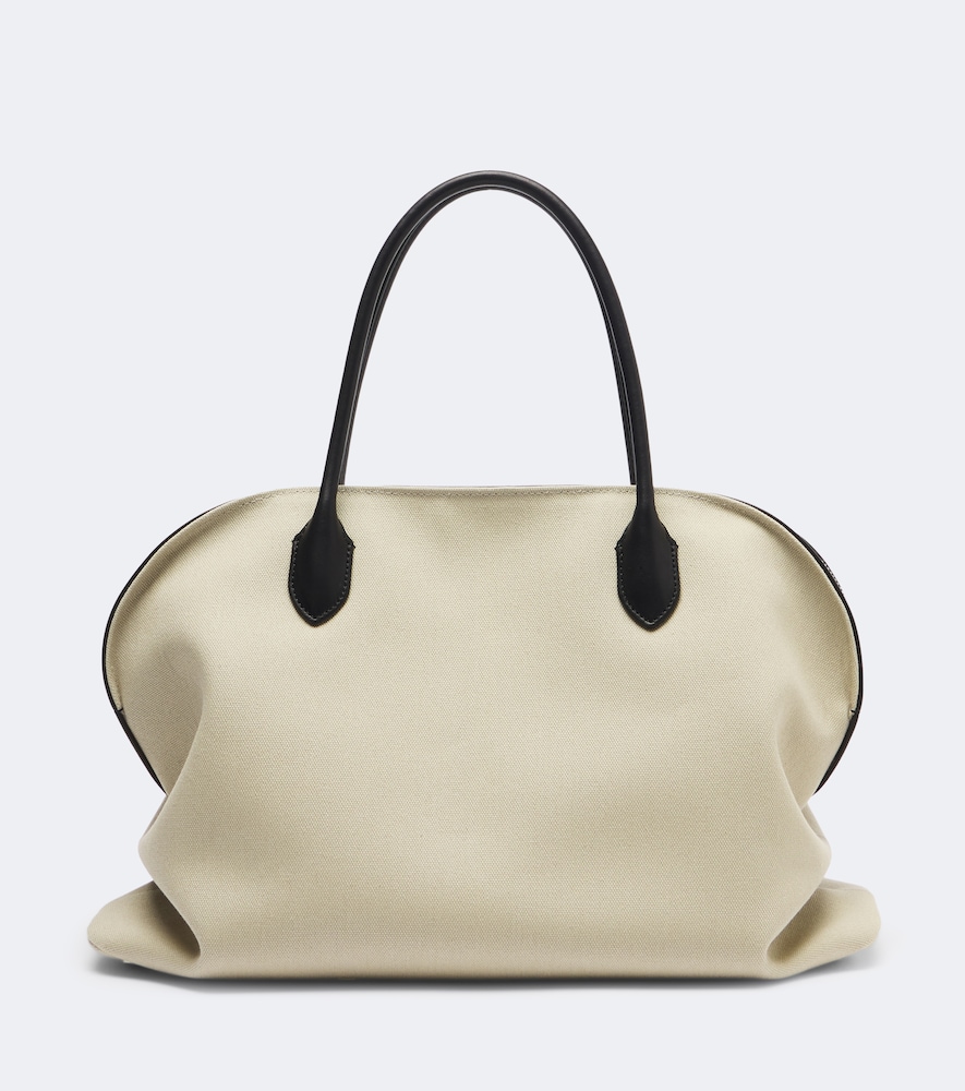 The Row Agnes 15 Leather-trimmed Canvas Tote Bag In Beige
