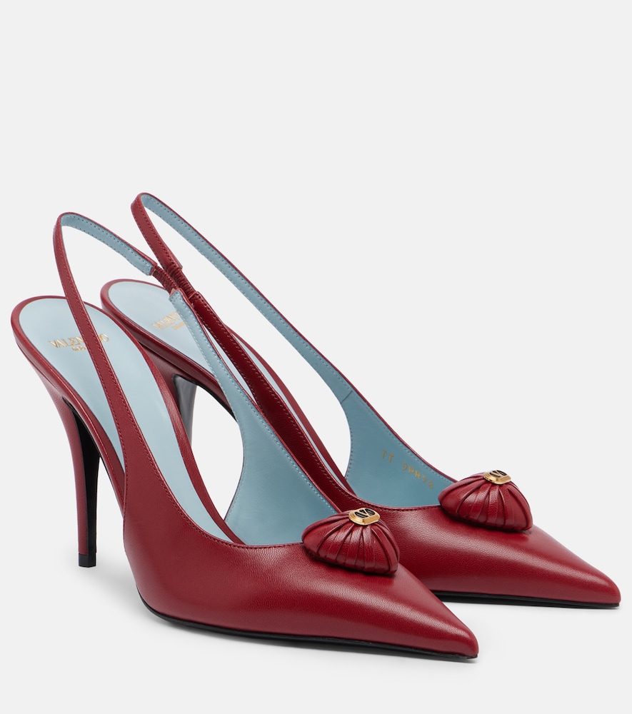 Valentino Garavani Women's Red Cour Royal Leather Slingback Pumps UK Size 3.5 - Mytheresa