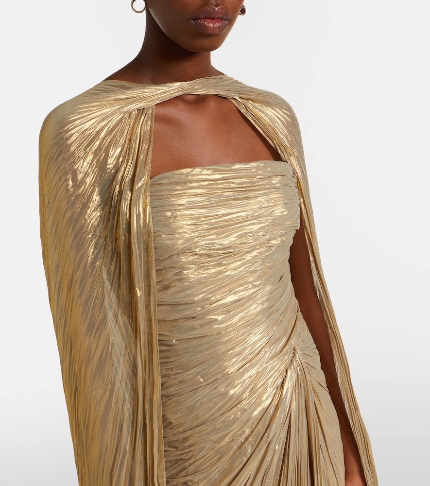  Marmar Halim Marmar Halim Caped Pleated Bustier Gown 