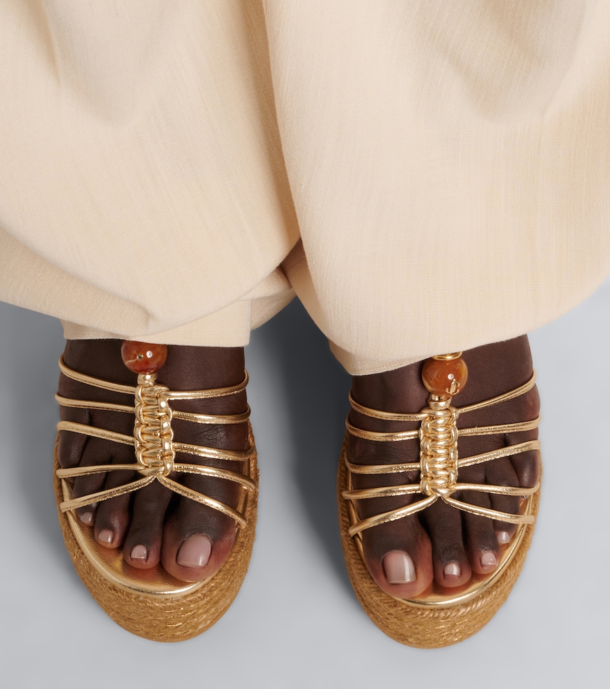 Lemi Embellished Leather Wedge Sandals