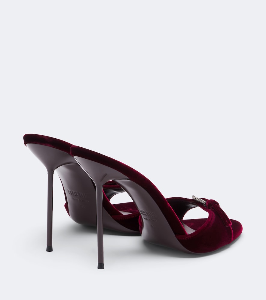 Lidia Buckle Embellished Velvet Mules