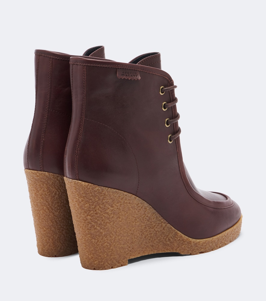 Cylia Leather Wedge Ankle Boots