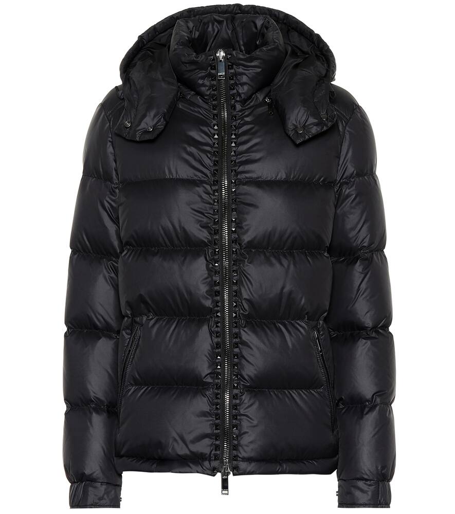 down feather filled puff jacket in black