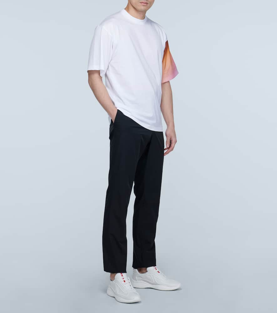 Prada Contrast-sleeve T-shirt In White