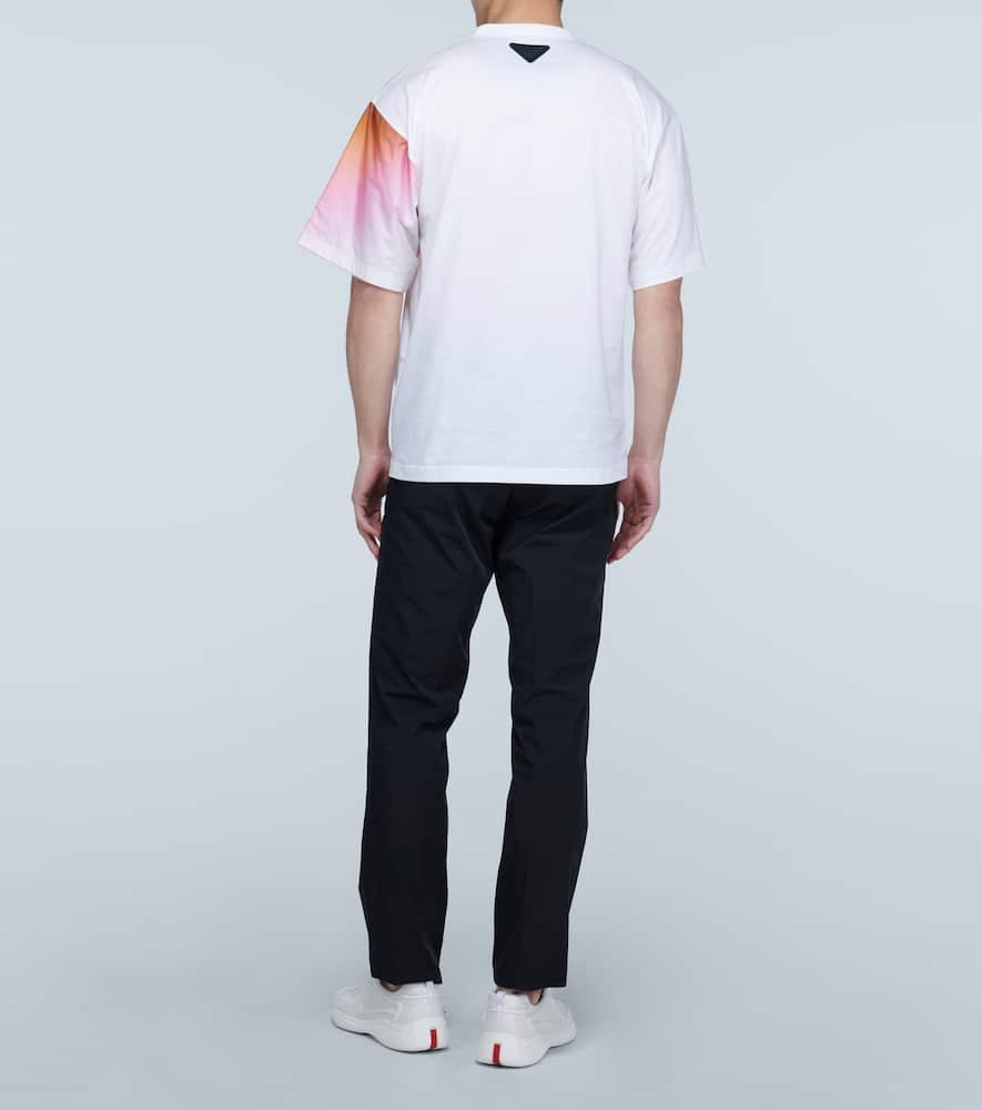 Prada Contrast-sleeve T-shirt In White