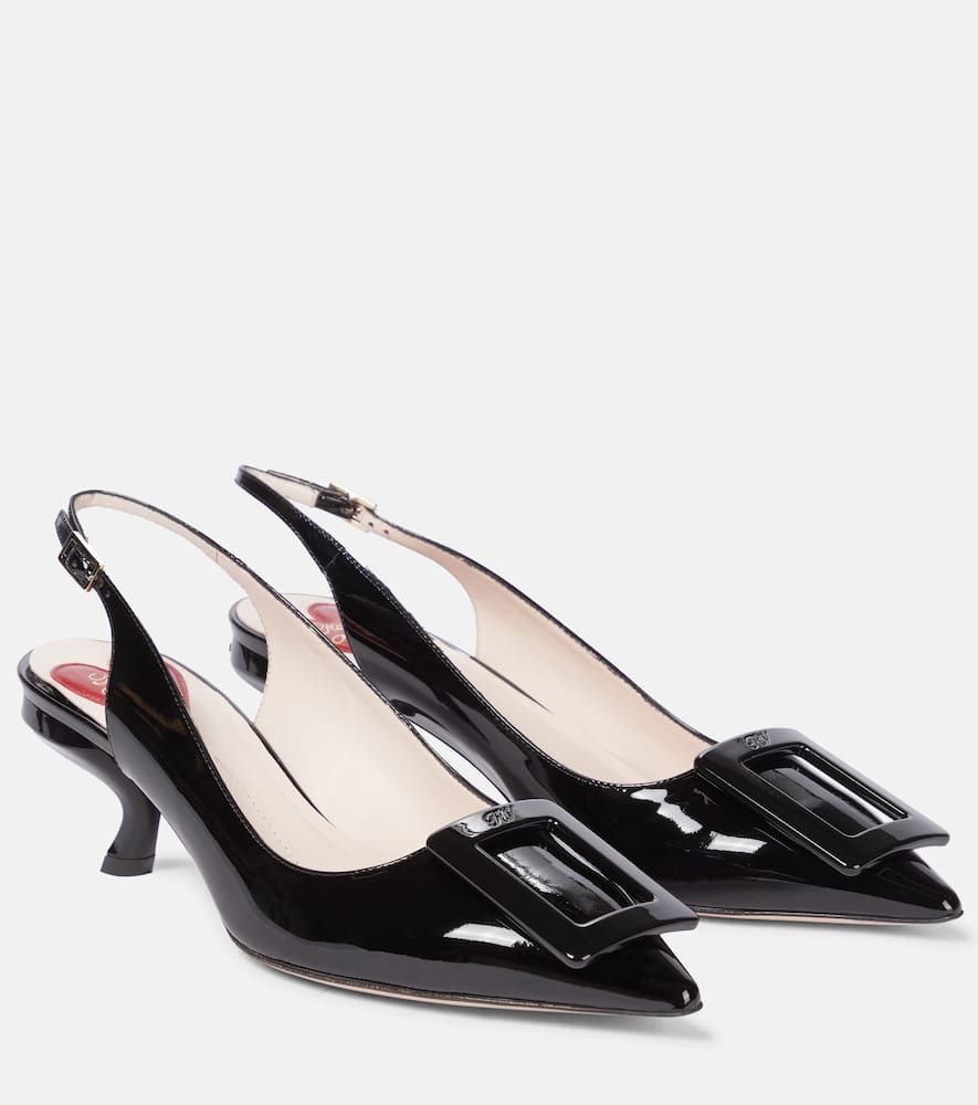 Roger Vivier Virgule Leather Slingback Pumps In 黑色