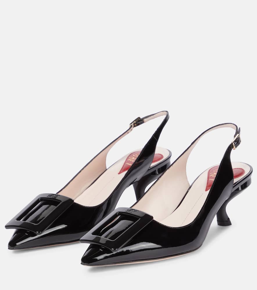 Roger Vivier Virgule Leather Slingback Pumps In 黑色