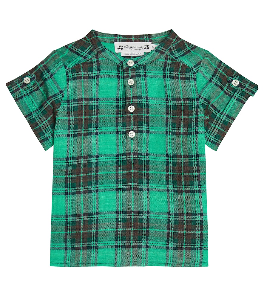 Bonpoint Baby Emilio checked linen shirt