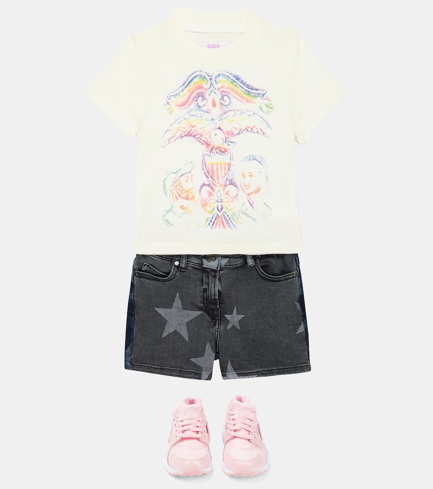 Erl Printed Cotton-blend T-shirt In White Rainbow