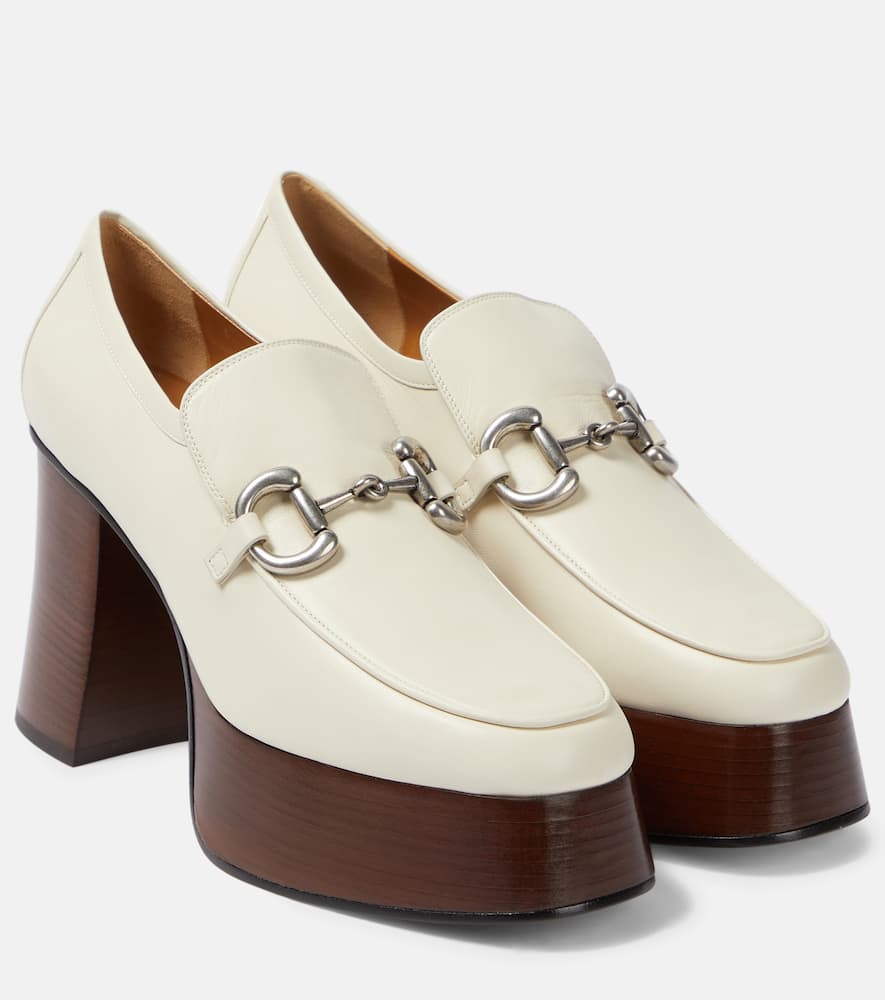 Gucci Horsebit 95 Leather Platform Loafers In Weiss ModeSens