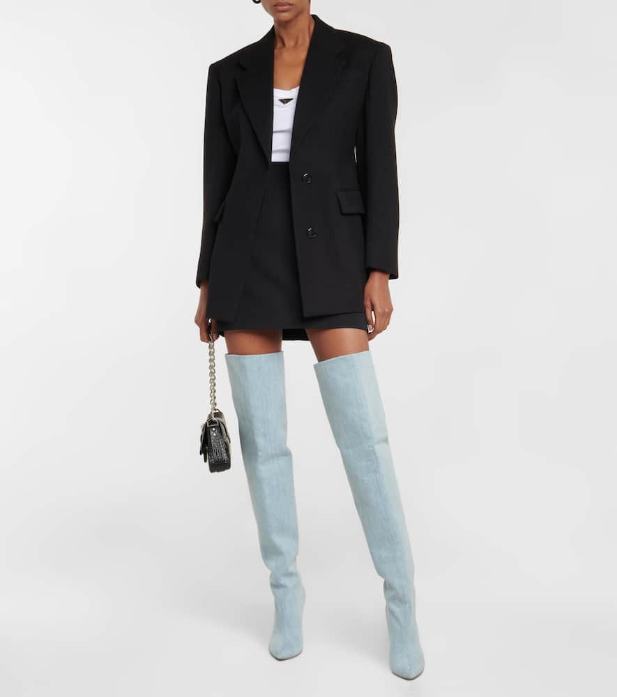 Paris Texas Denim Over-the-knee Boots In Medium Wash