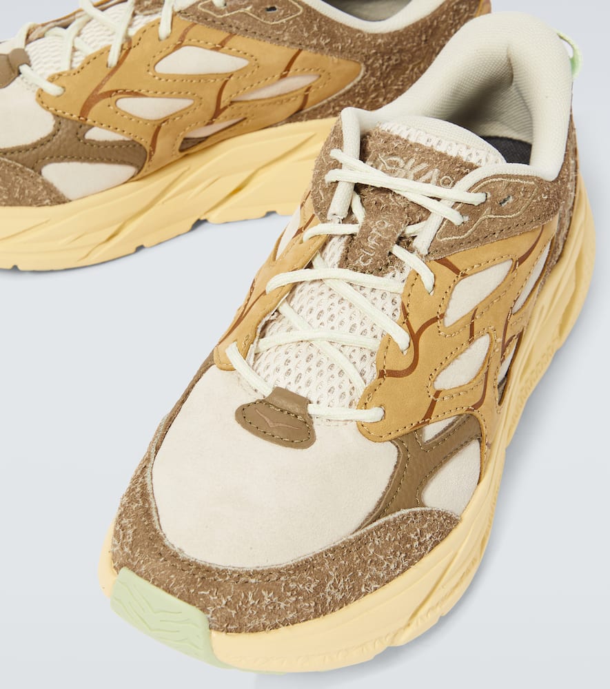 Shop Hoka One One Clifton L Suede Sneakers In Beige