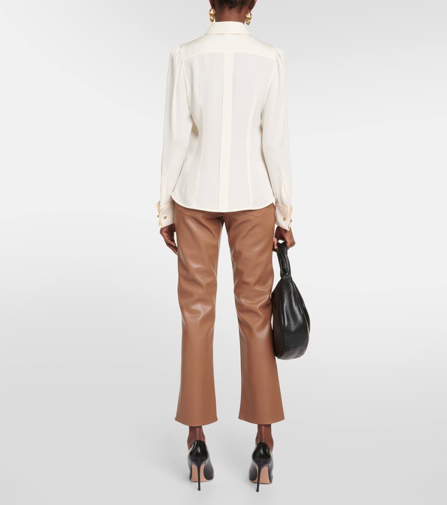 Shop Max Mara Paraggi Tie-neck Silk Blouse In White