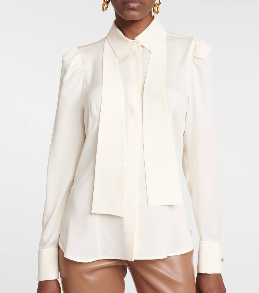 Shop Max Mara Paraggi Tie-neck Silk Blouse In White