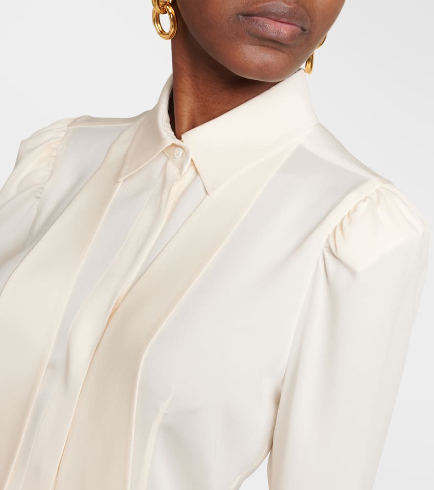 Shop Max Mara Paraggi Tie-neck Silk Blouse In White