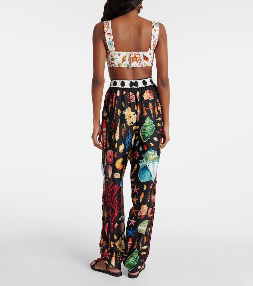  Dolce&gabbana Dolce&gabbana Capri Printed Silk Satin Pants 