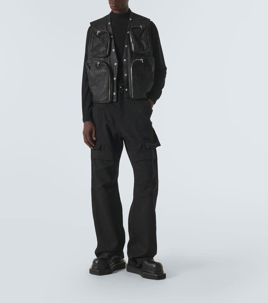 Rick Owens Stefan Wide-leg Brushed Cotton-twill Cargo Trousers In Black