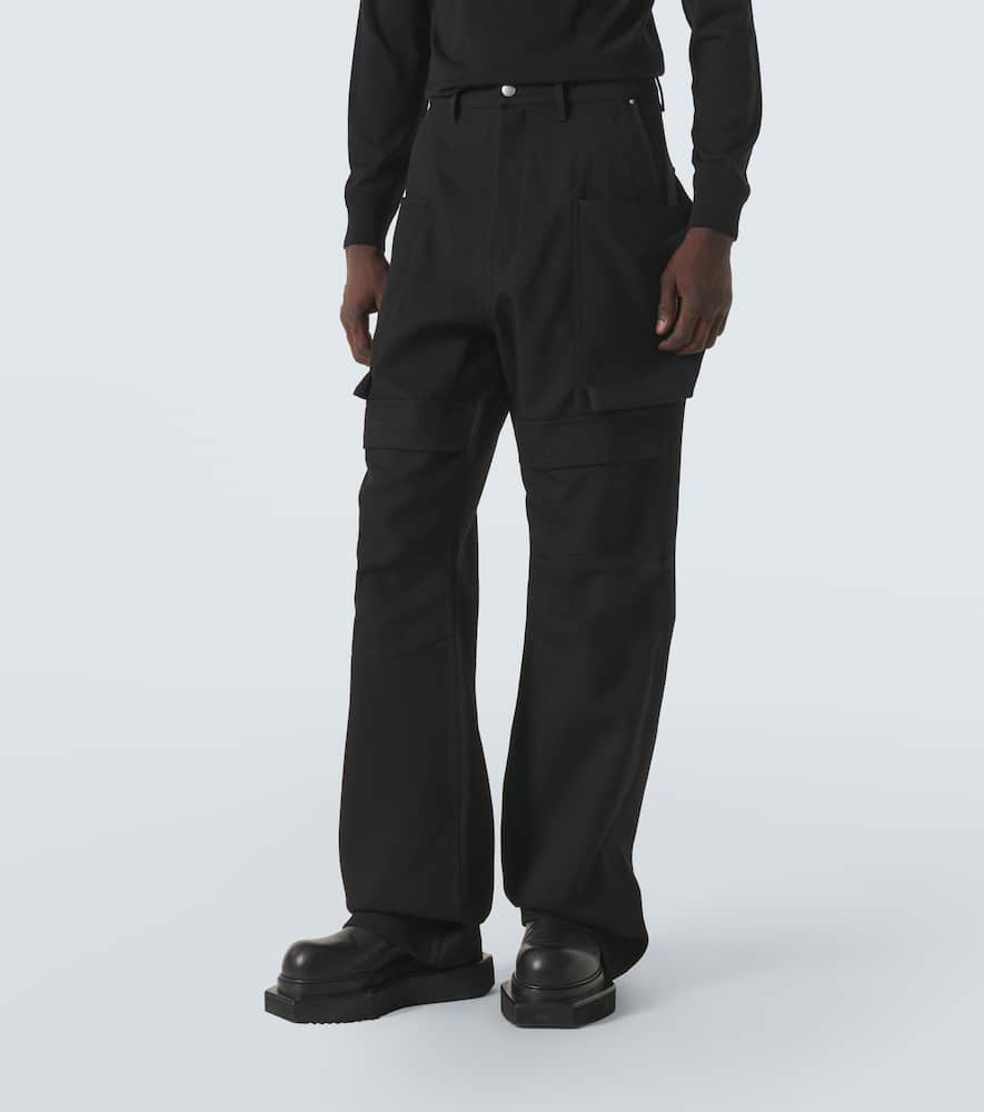 Rick Owens Stefan Wide-leg Brushed Cotton-twill Cargo Trousers In Black