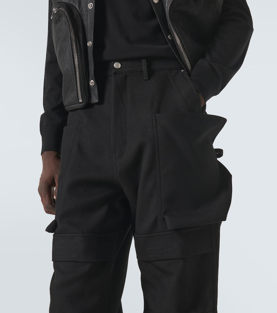 Rick Owens Stefan Wide-leg Brushed Cotton-twill Cargo Trousers In Black