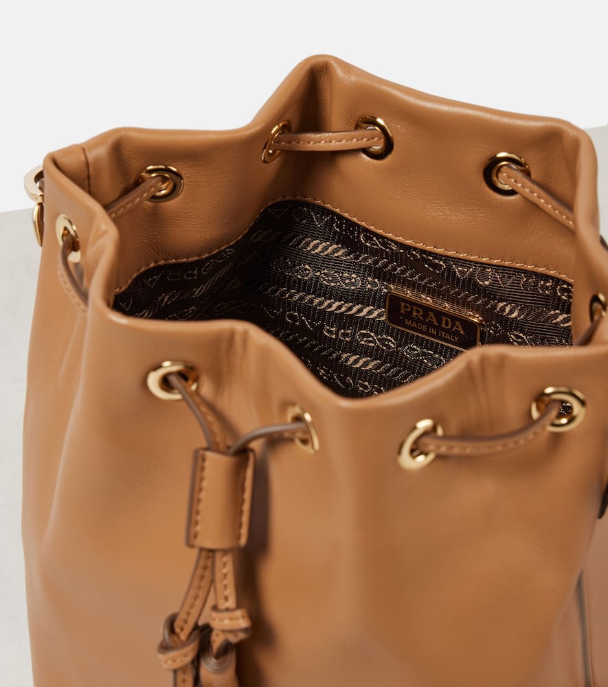 Prada Small Leather Bucket Bag In Brown
