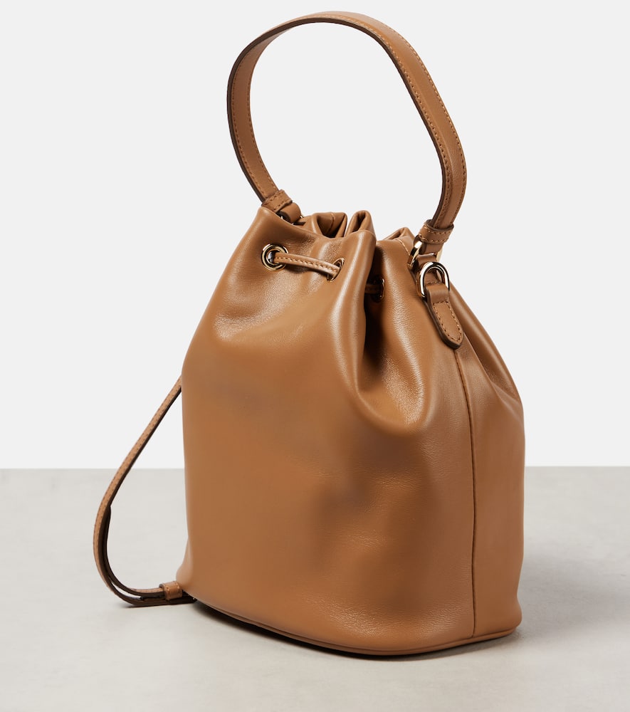 Prada Small Leather Bucket Bag In Brown
