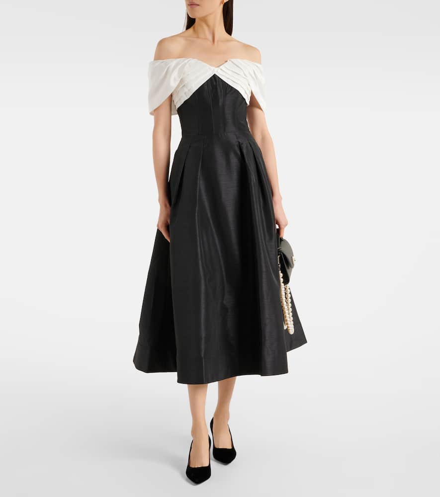 Rebecca Vallance Eliza Off The Shoulder Midi Dress In Black
