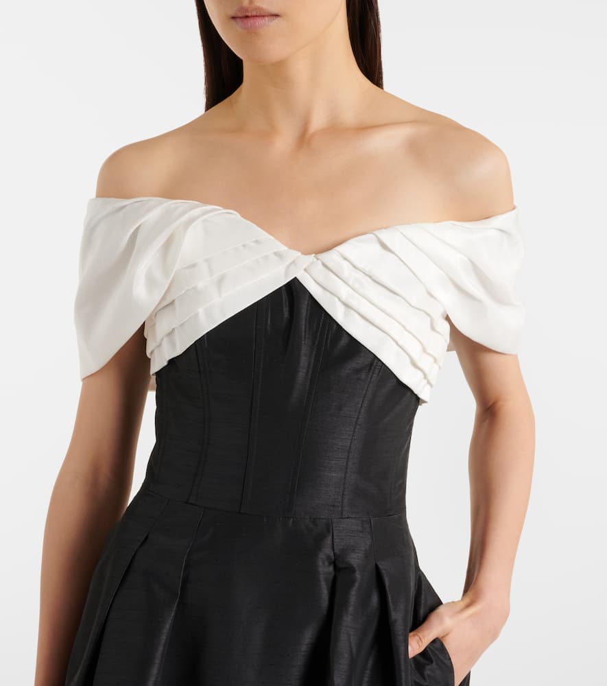 Rebecca Vallance Eliza Off The Shoulder Midi Dress In Black