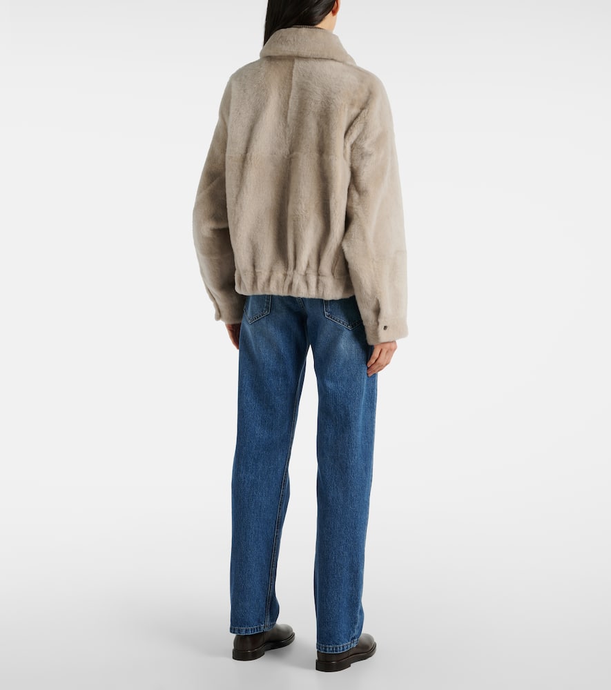 Brunello Cucinelli Shearling Jacket In Beige