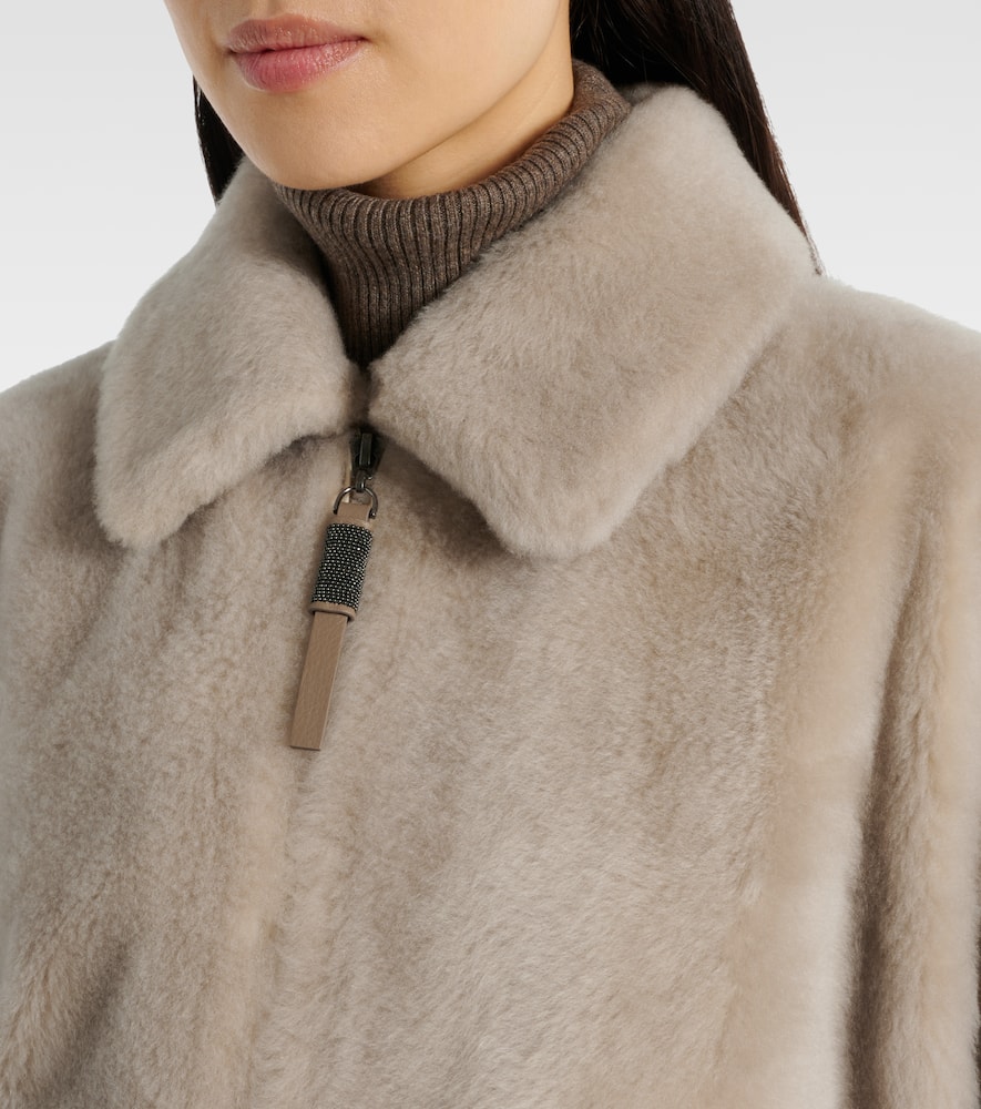 Brunello Cucinelli Shearling Jacket In Beige