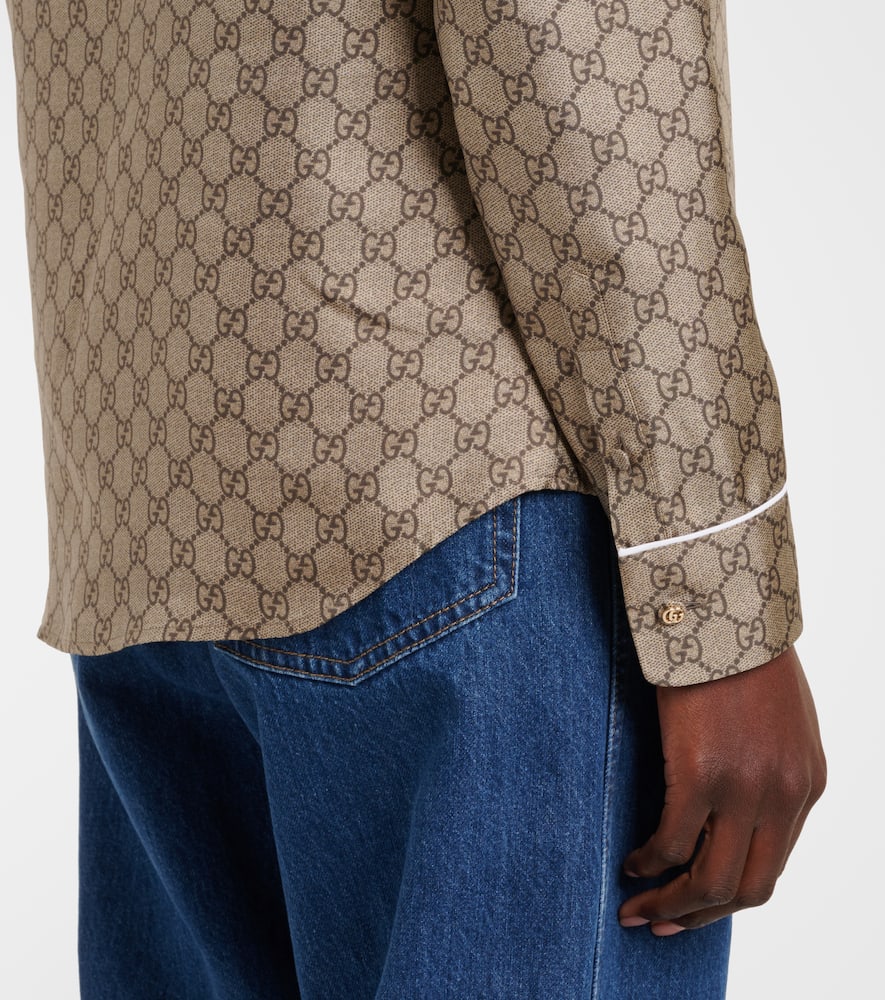 Gucci Women Printed Silk Shirt In Beige