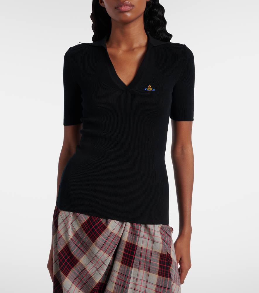 Vivienne Westwood Marina Knit Polo Shirt In Black
