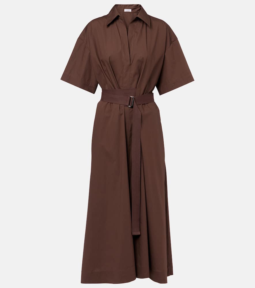 Brunello Cucinelli Short Sleeve Dress In Brown