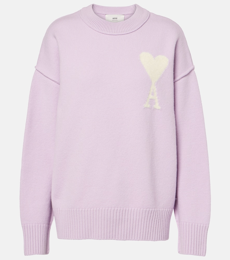 Ami Alexandre Mattiussi Ami De Caur Virgin Wool Sweater In Purple