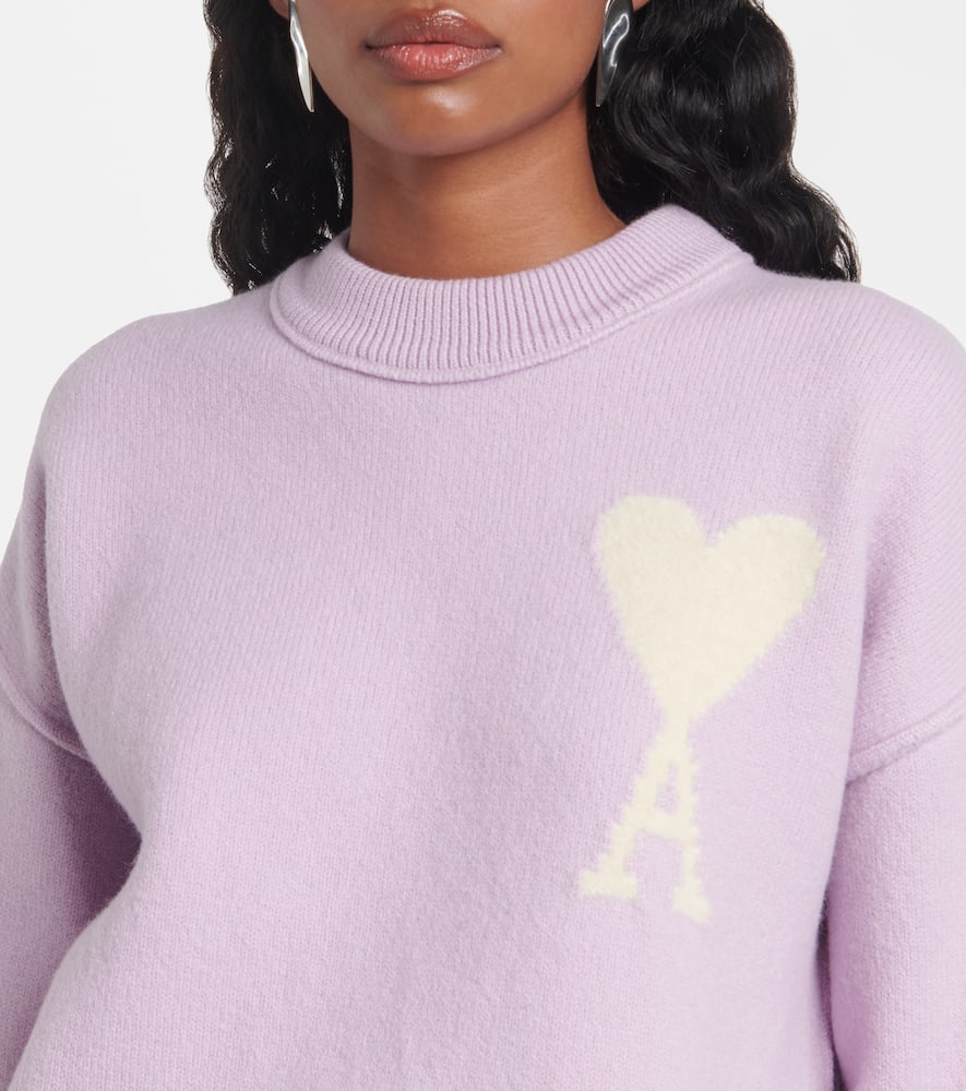 Ami Alexandre Mattiussi Ami De Caur Virgin Wool Sweater In Purple