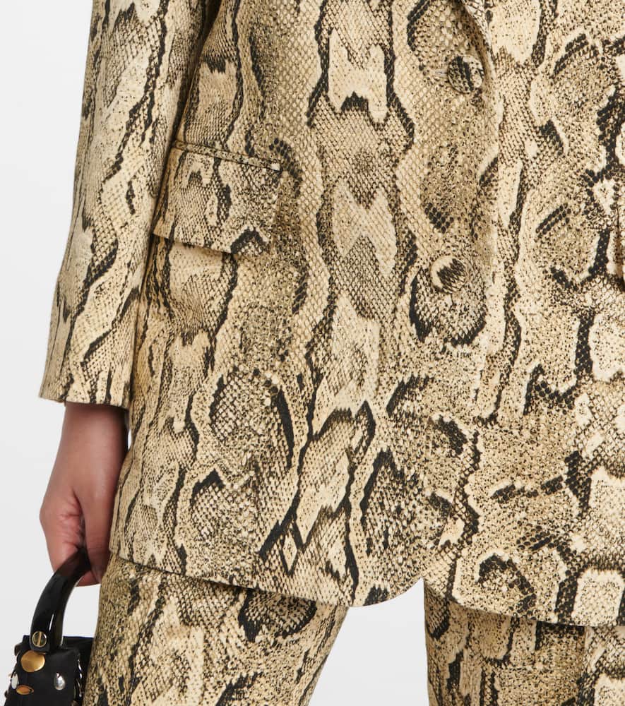 Dries Van Noten Snake-effect Jacquard Blazer In Beige