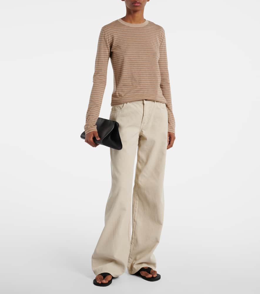 The Row Juhi Striped Cotton And Cashmere Sweater In Beige