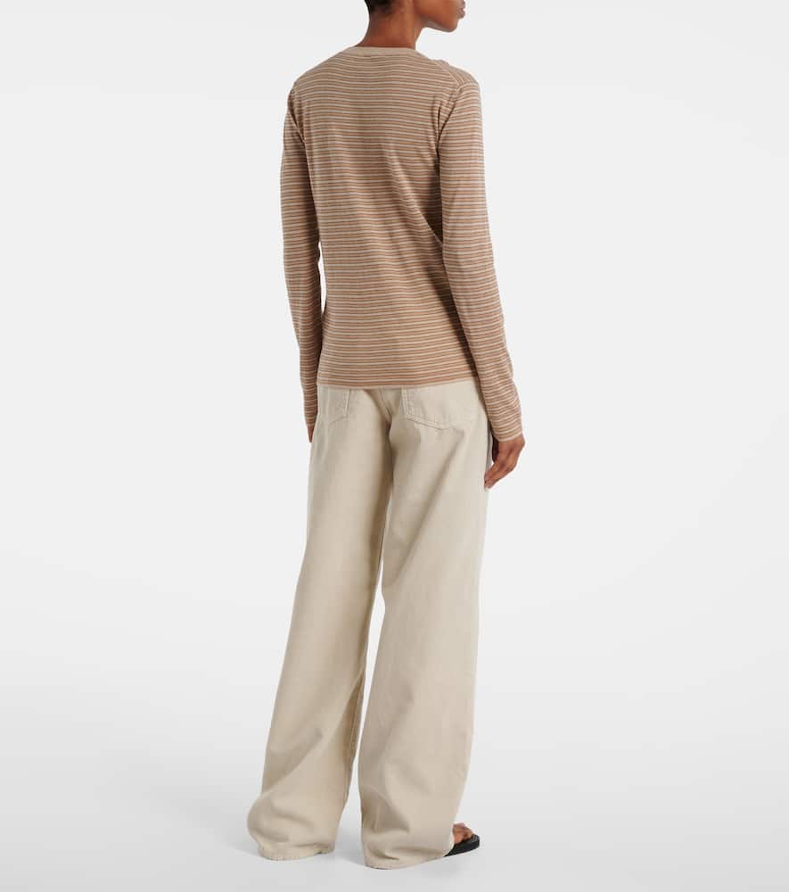 The Row Juhi Striped Cotton And Cashmere Sweater In Beige