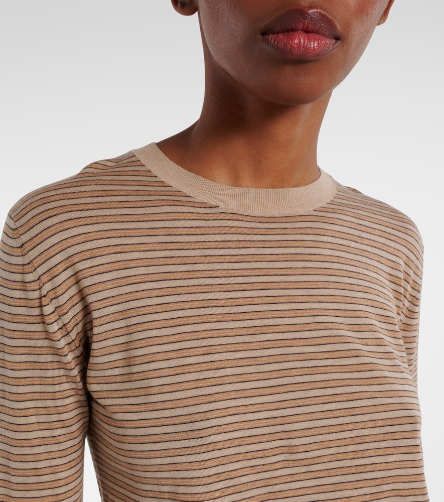 The Row Juhi Striped Cotton And Cashmere Sweater In Beige