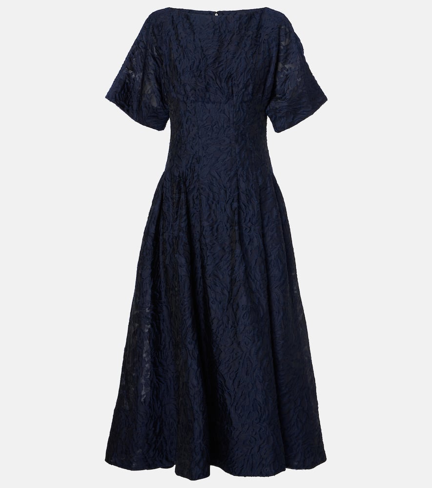 Simkhai Rosalie Pleated Fil Coupe Midi Dress In Blue