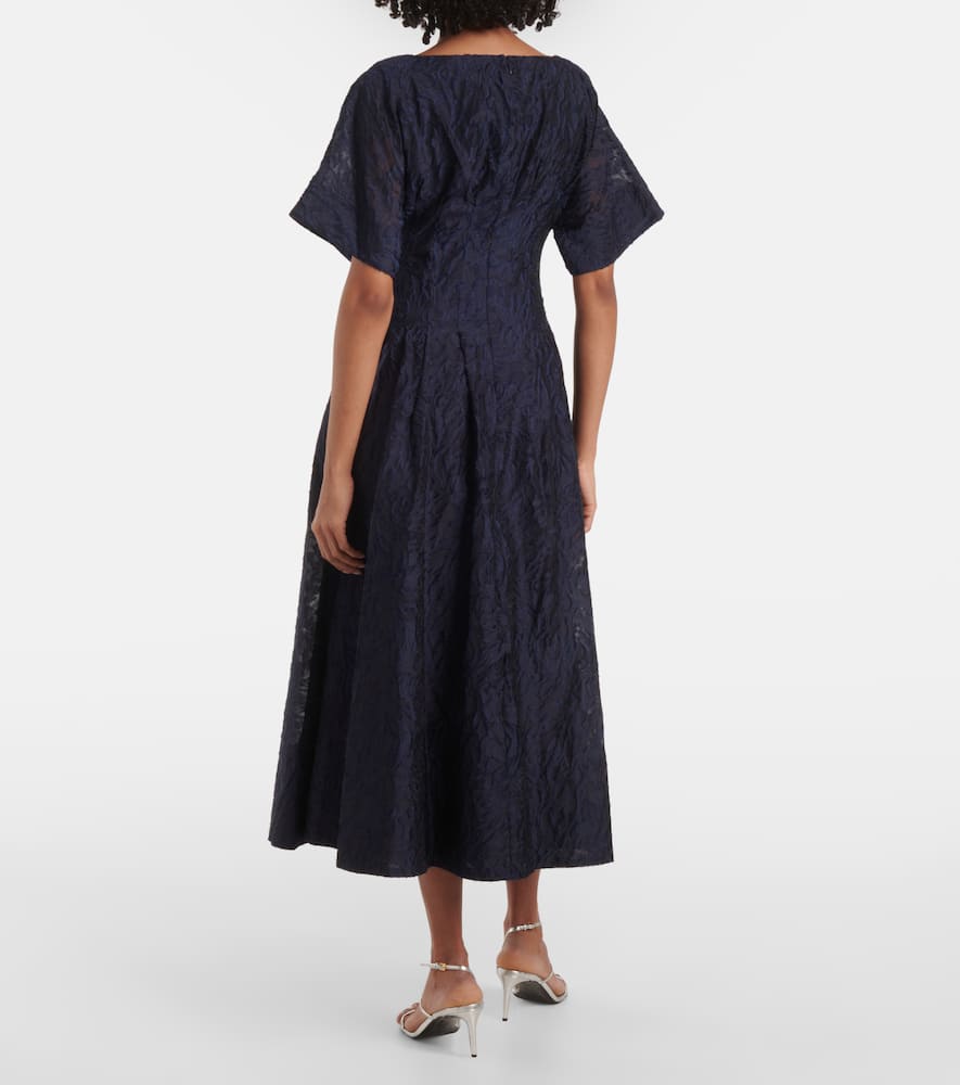 Simkhai Rosalie Pleated Fil Coupe Midi Dress In Blue