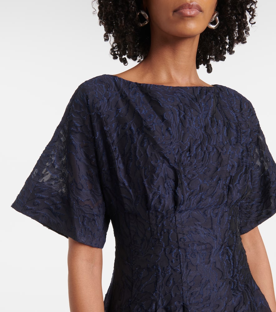 Simkhai Rosalie Pleated Fil Coupe Midi Dress In Blue