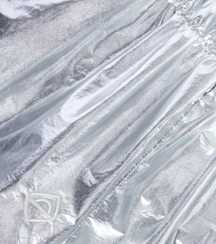 印花缩褶金属感短裤