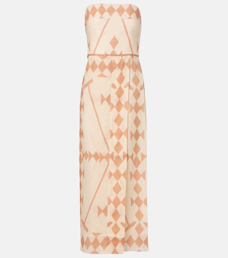 Printed linen maxi dress