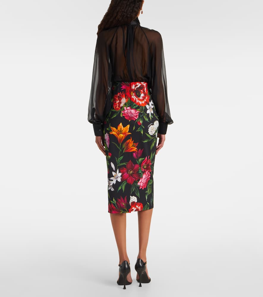 Dolce & Gabbana Floral-printed Cotton Poplin Midi Pencil Skirt In Multi